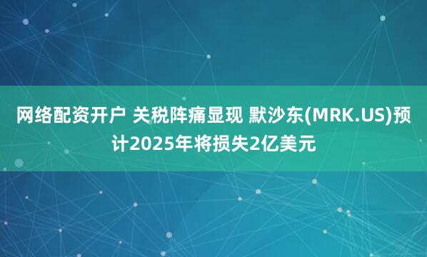 网络配资开户 关税阵痛显现 默沙东(MRK.US)预计2025年将损失2亿美元